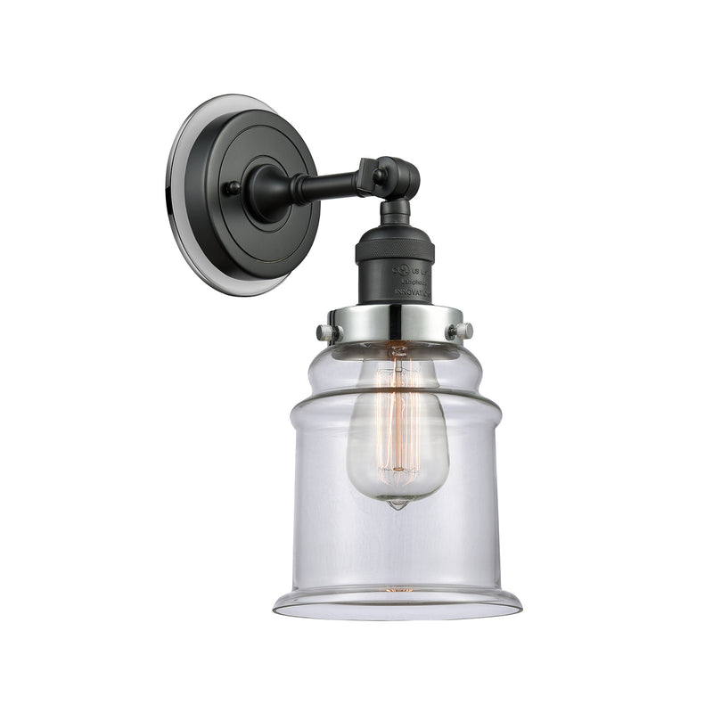 Canton Sconce shown in the Matte Black finish with a Clear shade