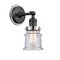 Canton Sconce shown in the Matte Black finish with a Seedy shade