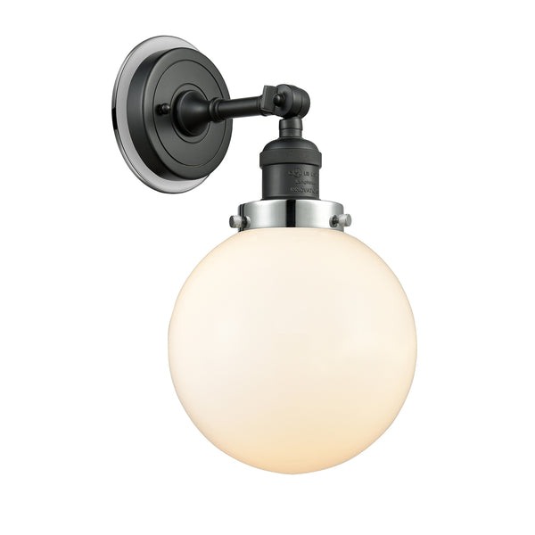 Beacon Sconce shown in the Matte Black finish with a Matte White shade