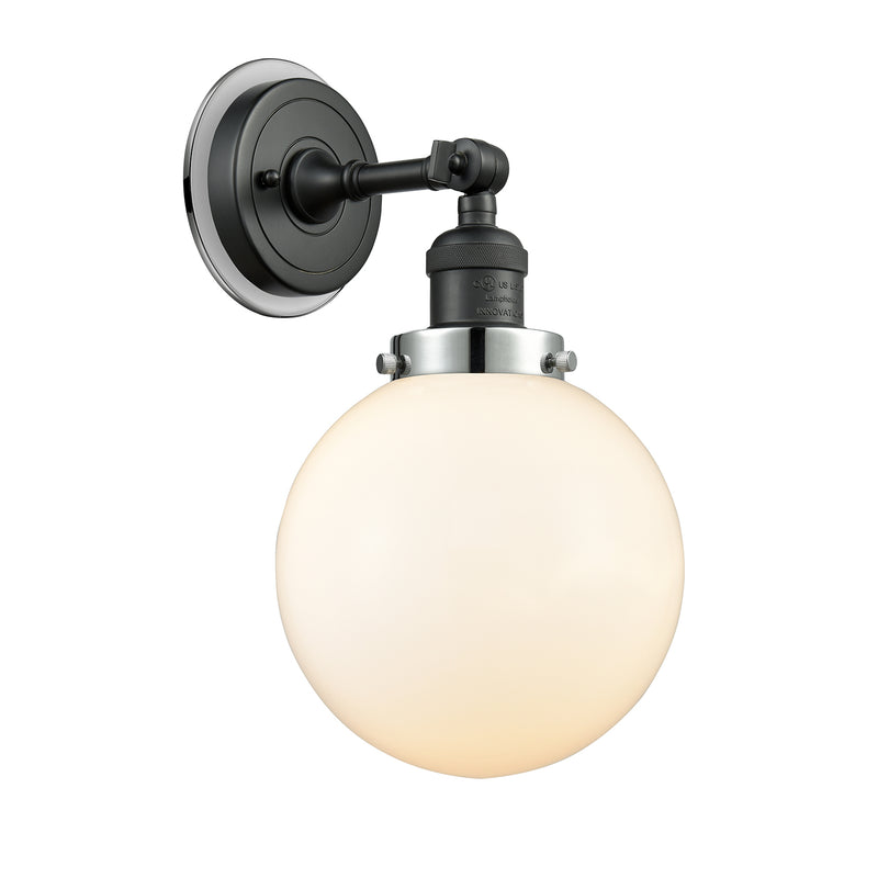 Beacon Sconce shown in the Matte Black finish with a Matte White shade