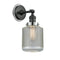 Stanton Sconce shown in the Matte Black finish with a Clear Wire Mesh shade