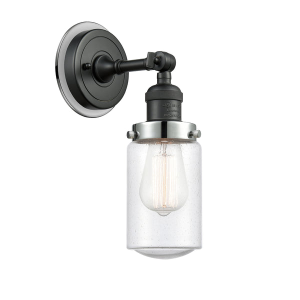 Dover Sconce shown in the Matte Black finish with a Seedy shade