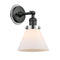 Cone Sconce shown in the Matte Black finish with a Matte White shade