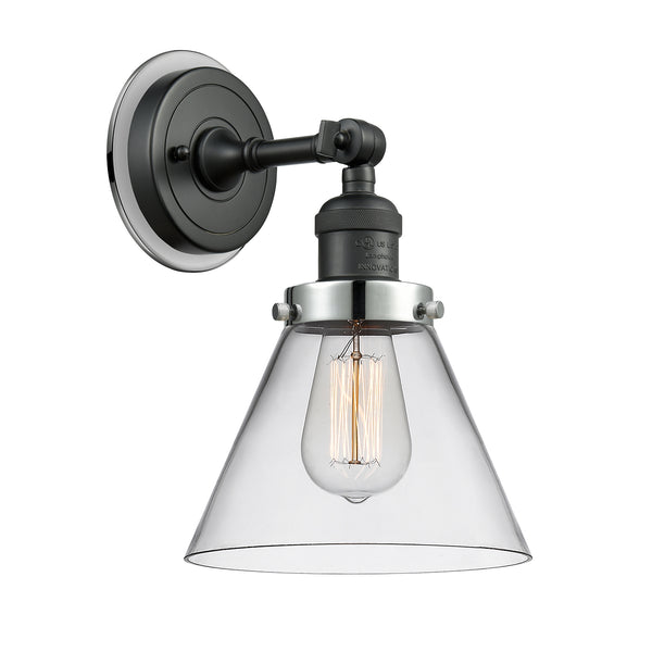 Cone Sconce shown in the Matte Black finish with a Clear shade