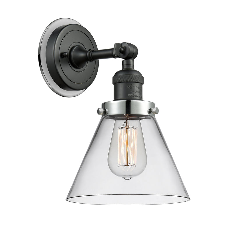 Cone Sconce shown in the Matte Black finish with a Clear shade