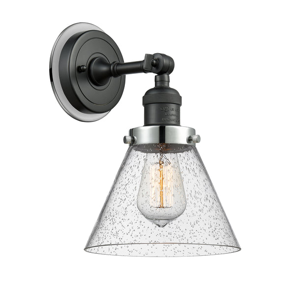 Cone Sconce shown in the Matte Black finish with a Seedy shade