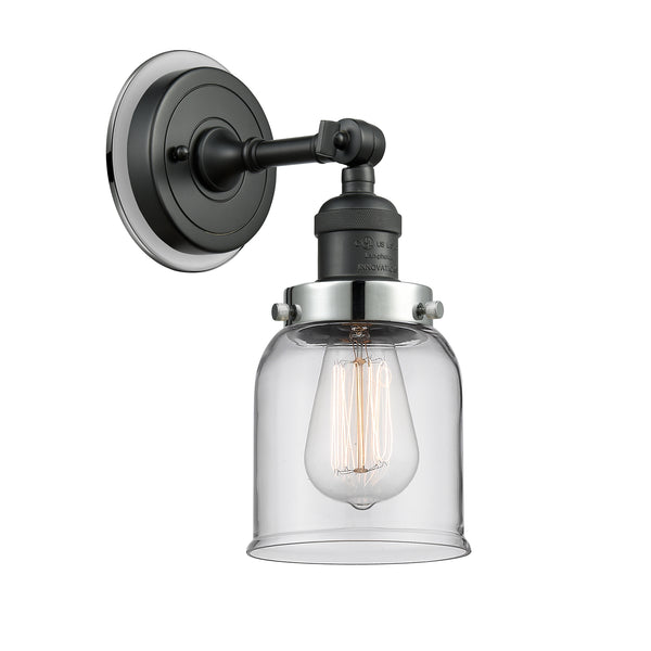 Bell Sconce shown in the Matte Black finish with a Clear shade