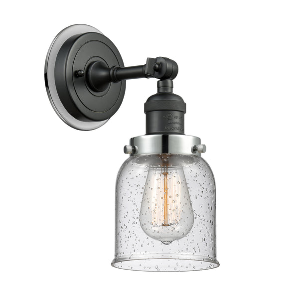Bell Sconce shown in the Matte Black finish with a Seedy shade