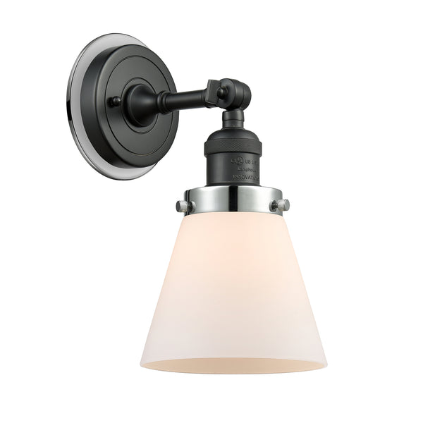 Cone Sconce shown in the Matte Black finish with a Matte White shade