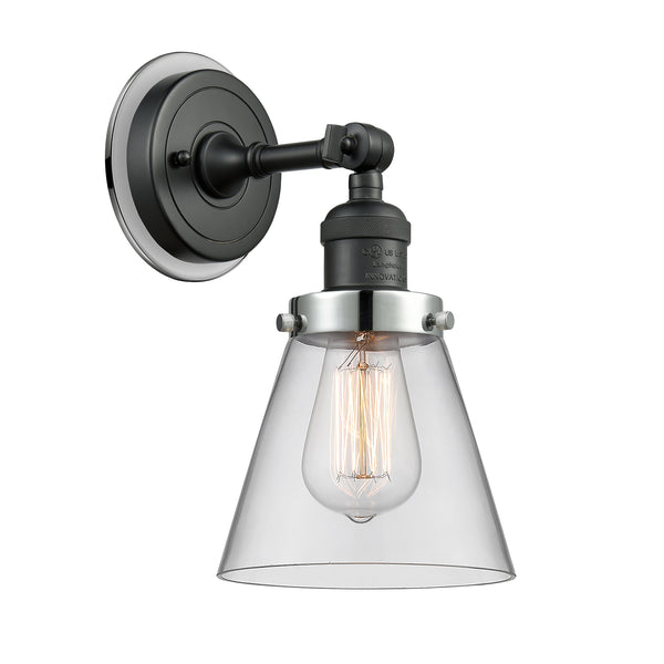 Cone Sconce shown in the Matte Black finish with a Clear shade