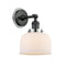 Bell Sconce shown in the Matte Black finish with a Matte White shade