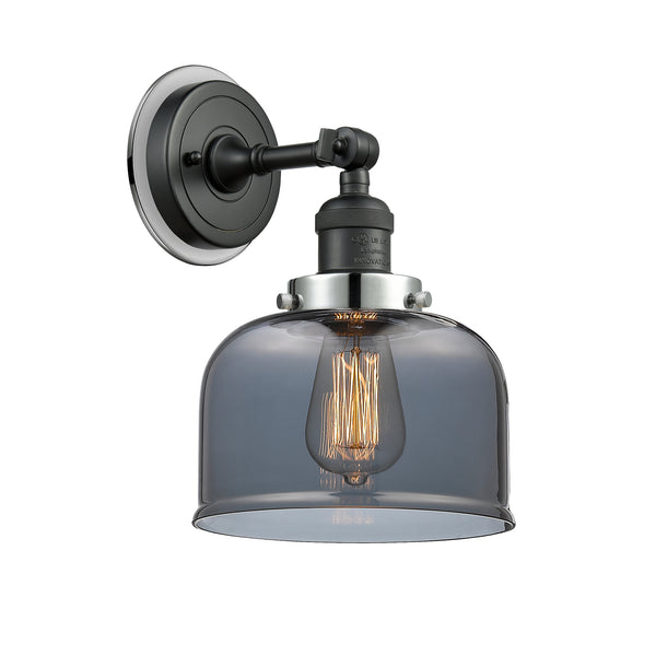 Bell Sconce shown in the Matte Black finish with a Plated Smoke shade
