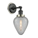 Geneseo Sconce shown in the Matte Black finish with a Clear Crackled shade