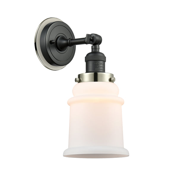 Canton Sconce shown in the Matte Black finish with a Matte White shade