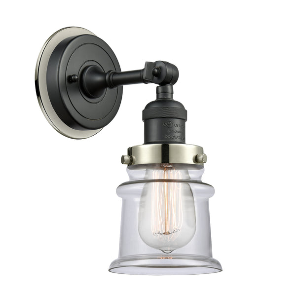 Canton Sconce shown in the Matte Black finish with a Clear shade
