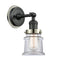 Canton Sconce shown in the Matte Black finish with a Clear shade