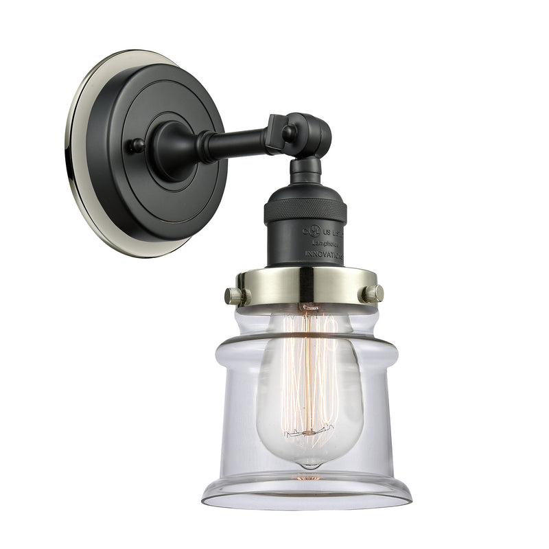 Canton Sconce shown in the Matte Black finish with a Clear shade