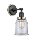 Canton Sconce shown in the Matte Black finish with a Clear shade