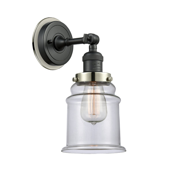 Canton Sconce shown in the Matte Black finish with a Clear shade
