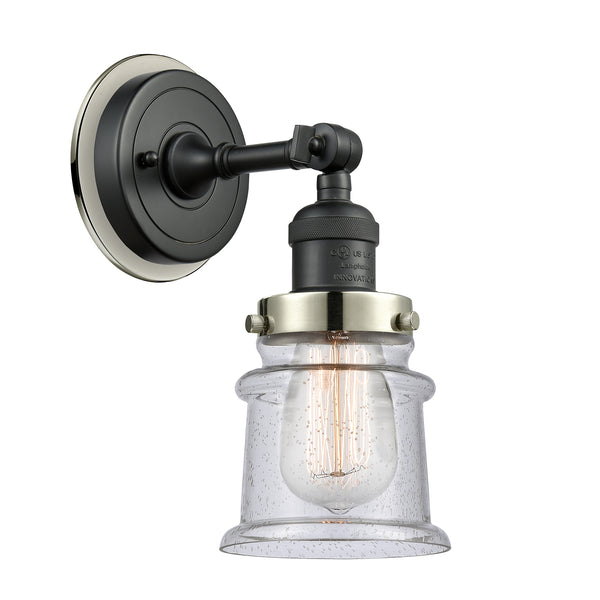 Canton Sconce shown in the Matte Black finish with a Seedy shade
