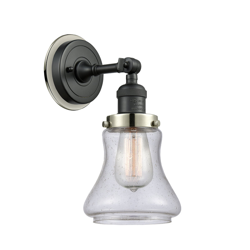 Bellmont Sconce shown in the Matte Black finish with a Seedy shade