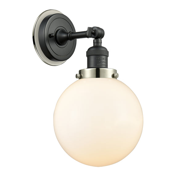 Beacon Sconce shown in the Matte Black finish with a Matte White shade