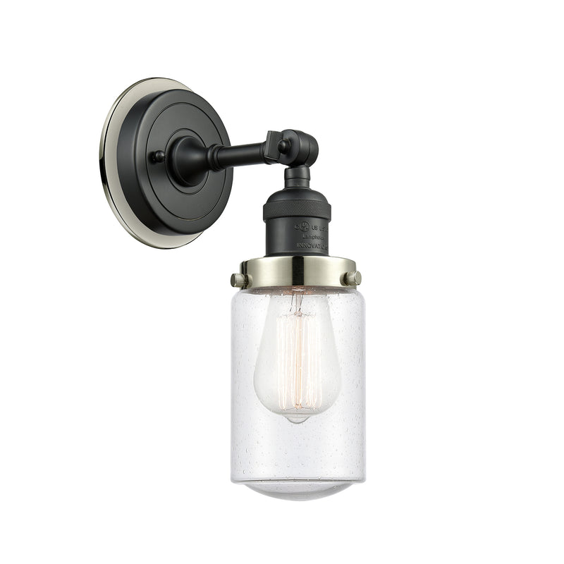 Dover Sconce shown in the Matte Black finish with a Seedy shade