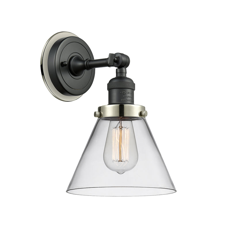 Cone Sconce shown in the Matte Black finish with a Clear shade