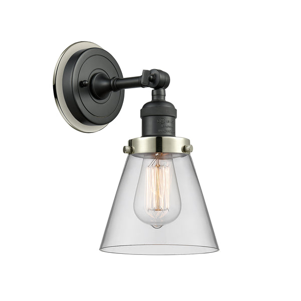 Cone Sconce shown in the Matte Black finish with a Clear shade