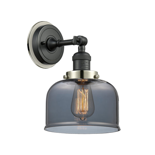 Bell Sconce shown in the Matte Black finish with a Plated Smoke shade