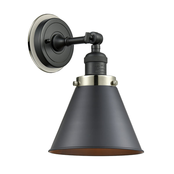 Appalachian Sconce shown in the Matte Black finish with a Matte Black shade