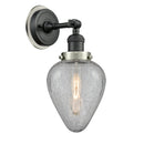Geneseo Sconce shown in the Matte Black finish with a Clear Crackled shade