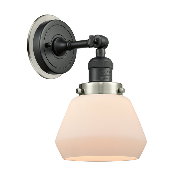 Fulton Sconce shown in the Matte Black finish with a Matte White shade