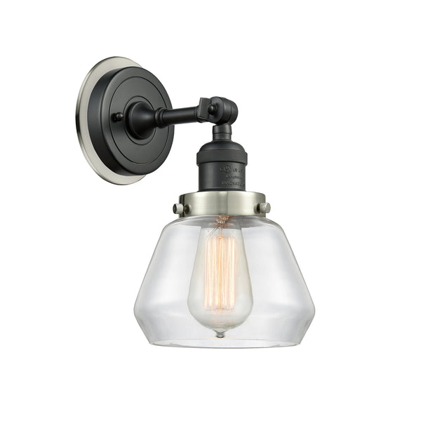 Fulton Sconce shown in the Matte Black finish with a Clear shade