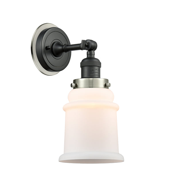 Canton Sconce shown in the Matte Black finish with a Matte White shade