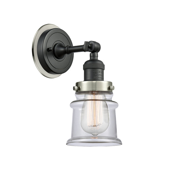 Canton Sconce shown in the Matte Black finish with a Clear shade