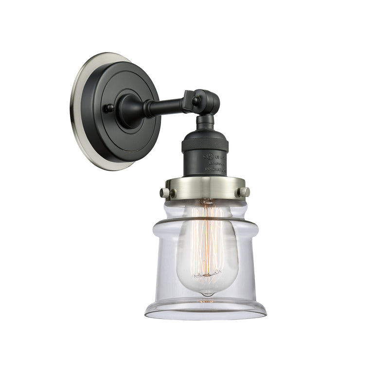 Canton Sconce shown in the Matte Black finish with a Clear shade