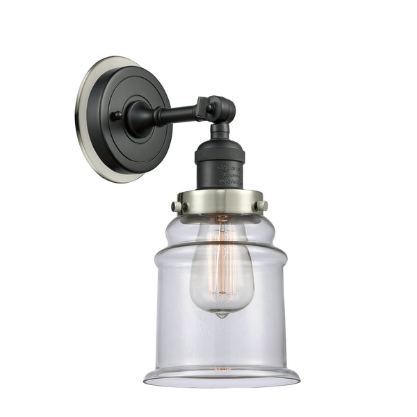 Canton Sconce shown in the Matte Black finish with a Clear shade
