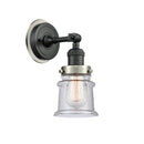 Canton Sconce shown in the Matte Black finish with a Seedy shade