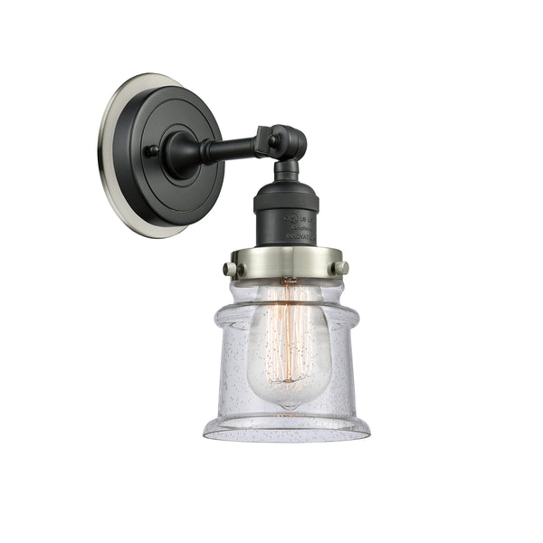 Canton Sconce shown in the Matte Black finish with a Seedy shade
