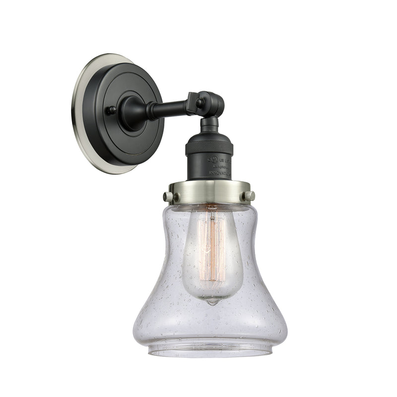Bellmont Sconce shown in the Matte Black finish with a Seedy shade