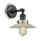 Halophane Sconce shown in the Matte Black finish with a Clear Halophane shade