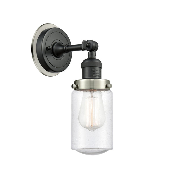 Dover Sconce shown in the Matte Black finish with a Seedy shade