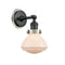 Olean Sconce shown in the Matte Black finish with a Matte White shade