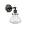 Olean Sconce shown in the Matte Black finish with a Seedy shade
