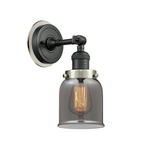 Bell Sconce shown in the Matte Black finish with a Plated Smoke shade