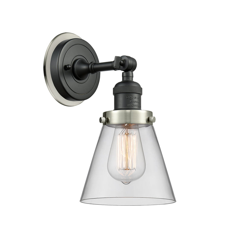 Cone Sconce shown in the Matte Black finish with a Clear shade