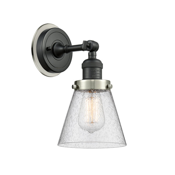 Cone Sconce shown in the Matte Black finish with a Seedy shade