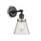 Cone Sconce shown in the Matte Black finish with a Seedy shade