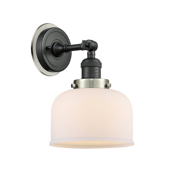 Bell Sconce shown in the Matte Black finish with a Matte White shade